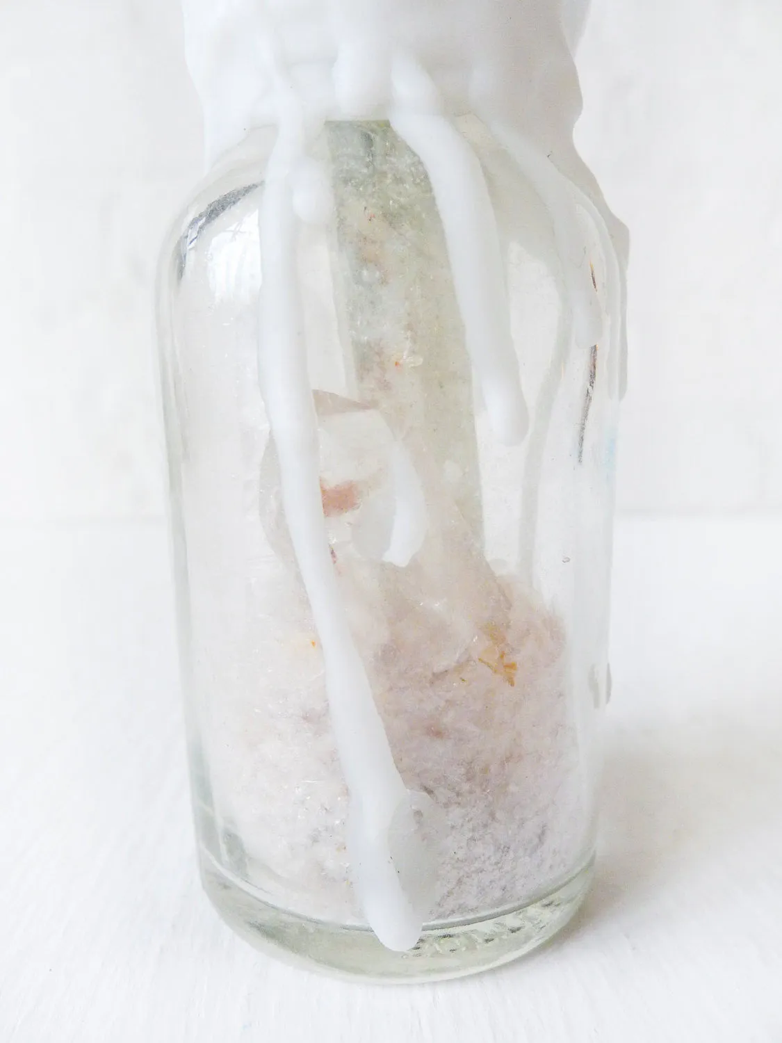 10% SALE Wax Sealed Vintage Bottle with Raw Quartz Points Topper