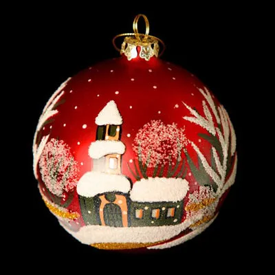 100mm Red Hand Painted Bauble Reflections