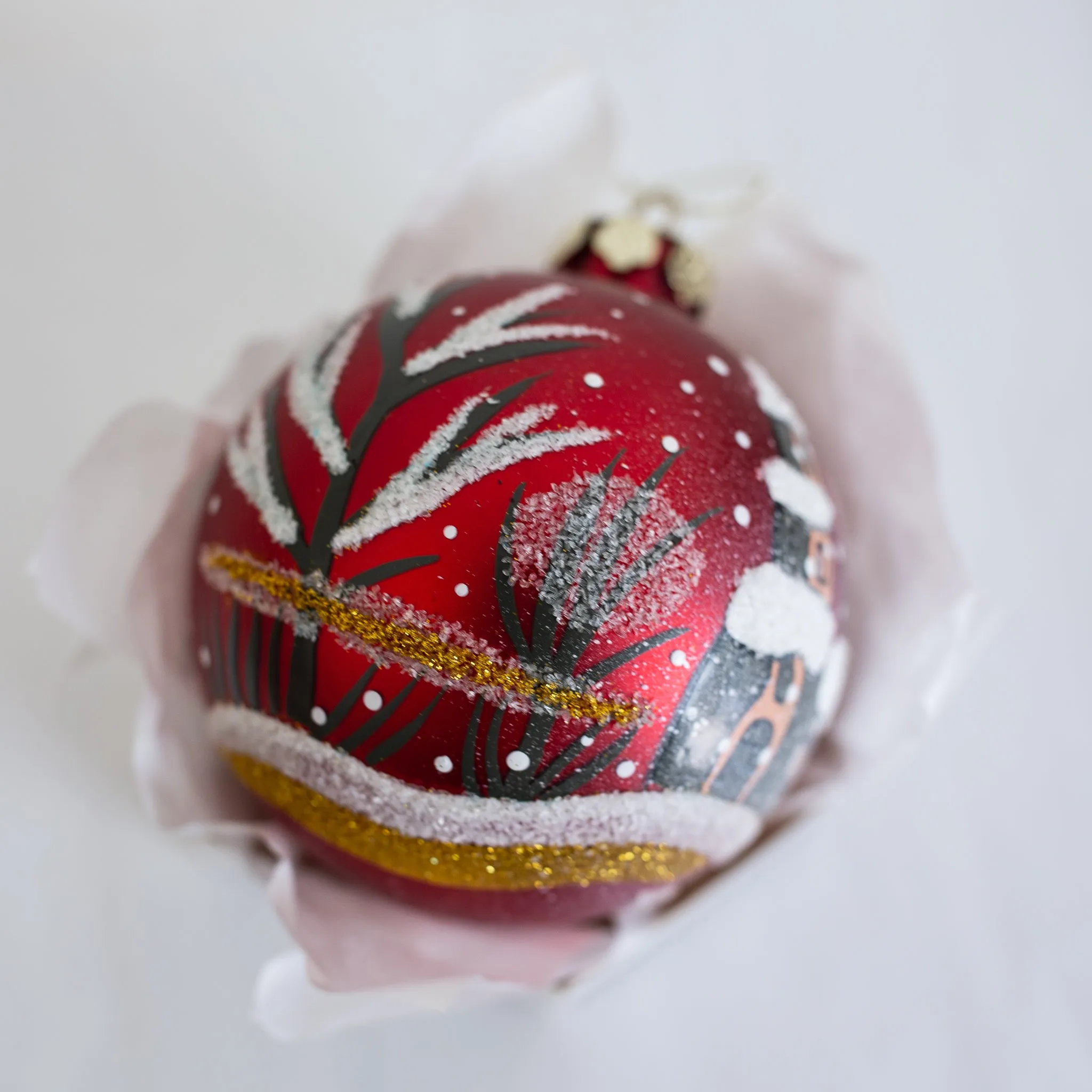 100mm Red Hand Painted Bauble Reflections