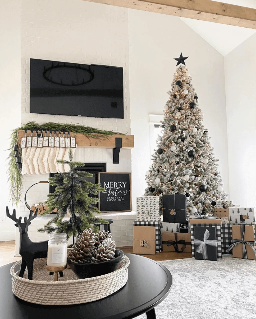 12' King Flock® Artificial Christmas Tree Unlit
