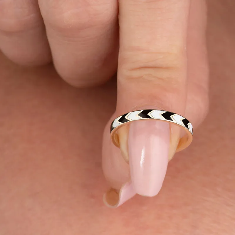 14K Solid Gold Duet Ring with Enamel x Piano