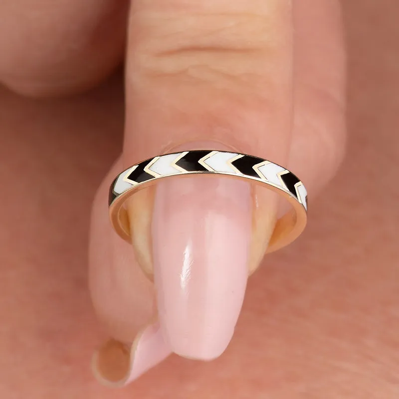 14K Solid Gold Duet Ring with Enamel x Piano