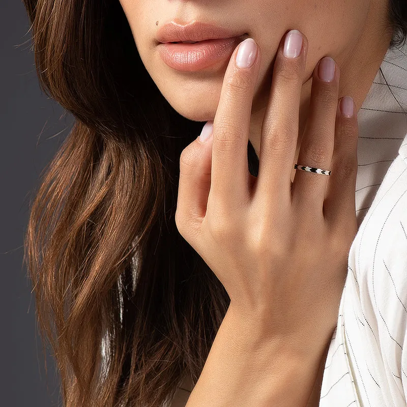 14K Solid Gold Duet Ring with Enamel x Piano