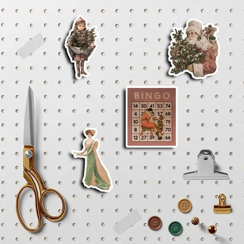50 Pcs Retro Washi Paper Christmas Stickers