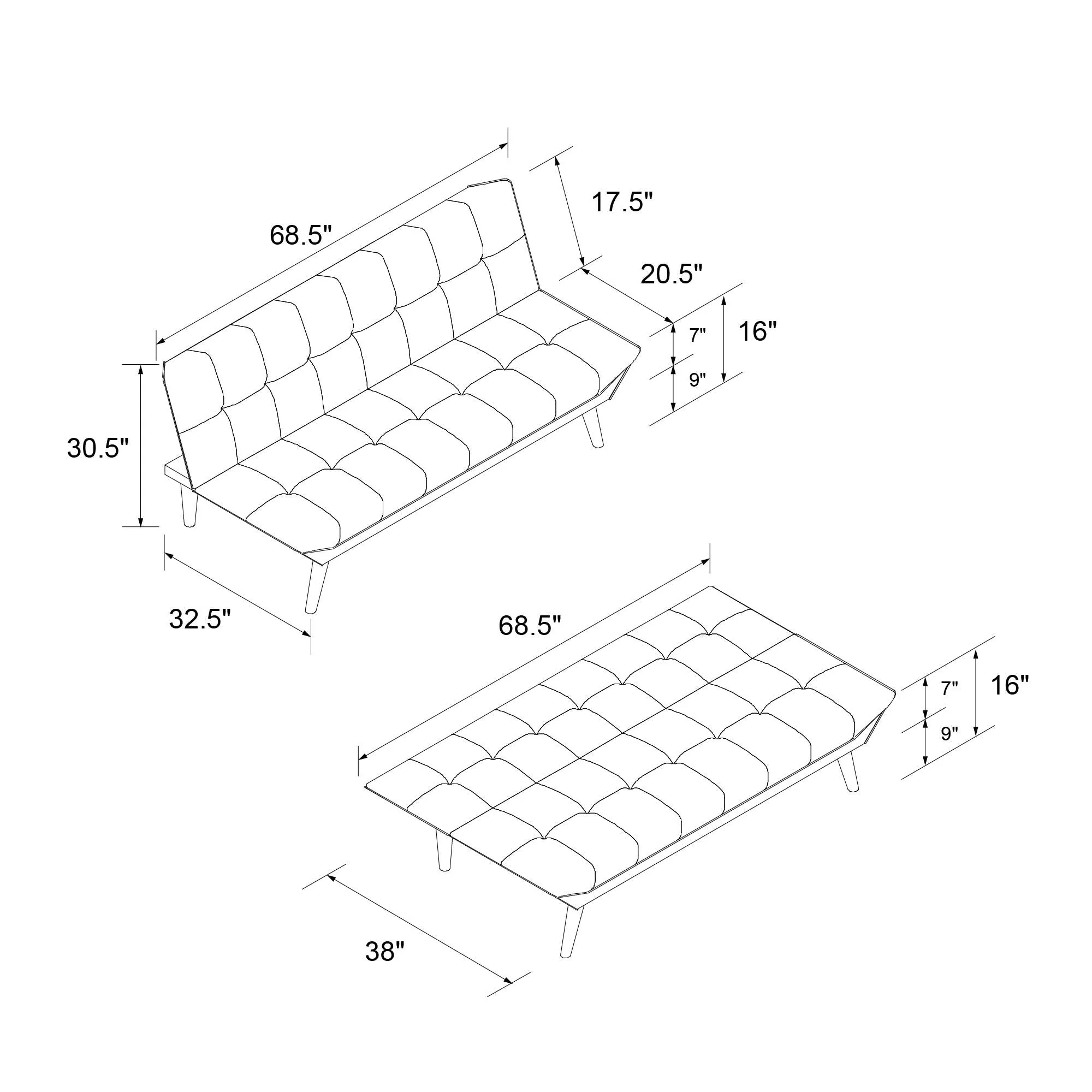 Adley Small-Space Modern Futon