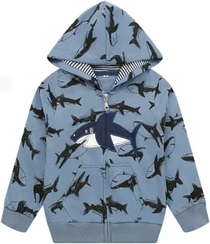 Akyzic Baby Boys Zip Up Hoodie Toddler Boys Jacket Cartoon Winter Long Sleeve Hooded Sweatshirt Tops Fall Coat Kids 2-7 Years