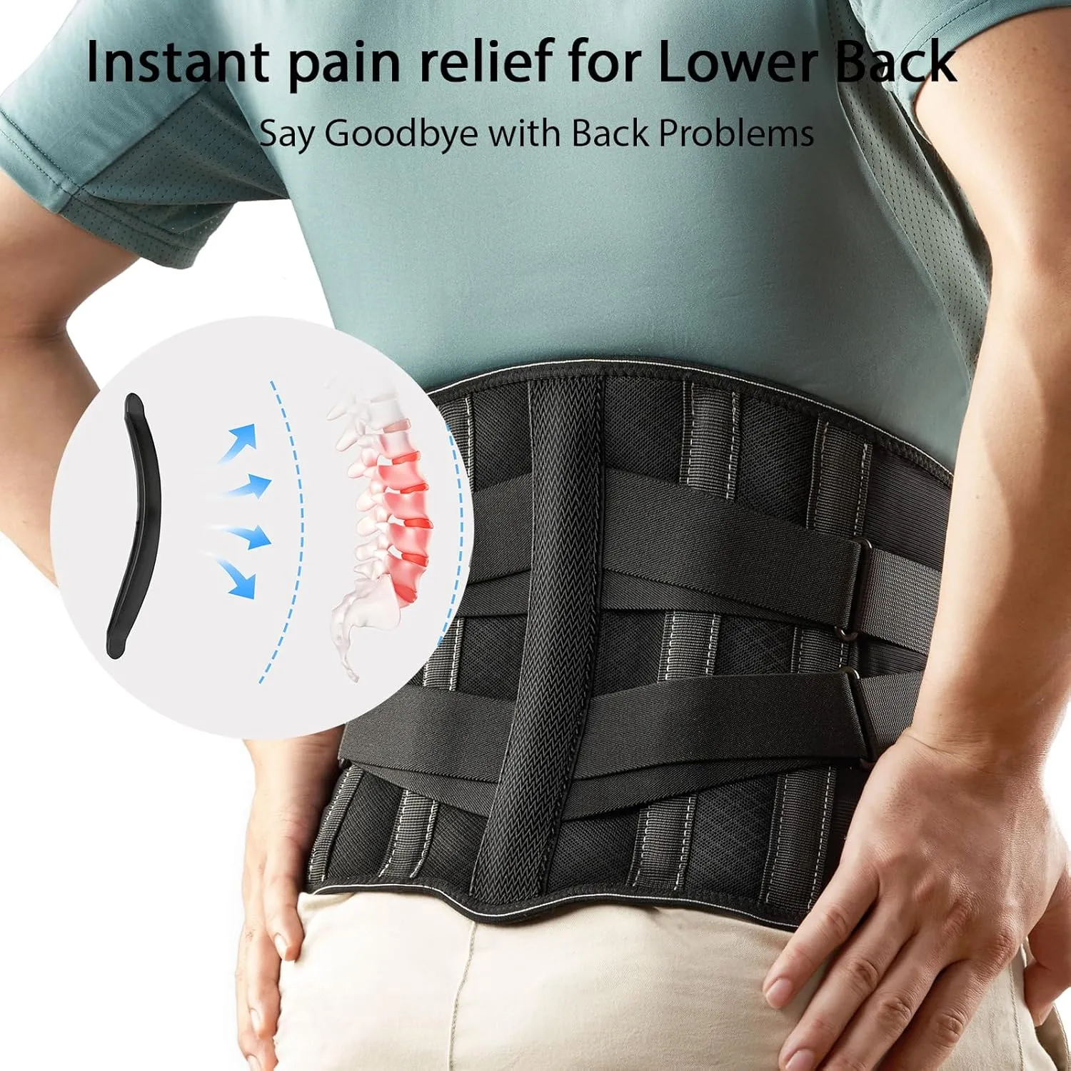 Back Brace for Lower Back Pain Relief Men Women, Immediate Relief from Sciatica, Herniated Disc, Scoliosis, Breathable Back Support Brace with 3D Lumbar Support Pad for Home & Lifting At Work