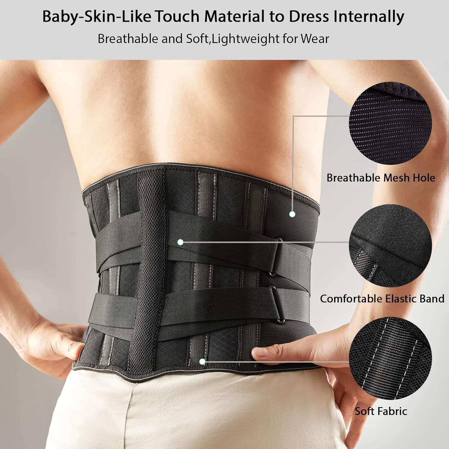Back Brace for Lower Back Pain Relief Men Women, Immediate Relief from Sciatica, Herniated Disc, Scoliosis, Breathable Back Support Brace with 3D Lumbar Support Pad for Home & Lifting At Work
