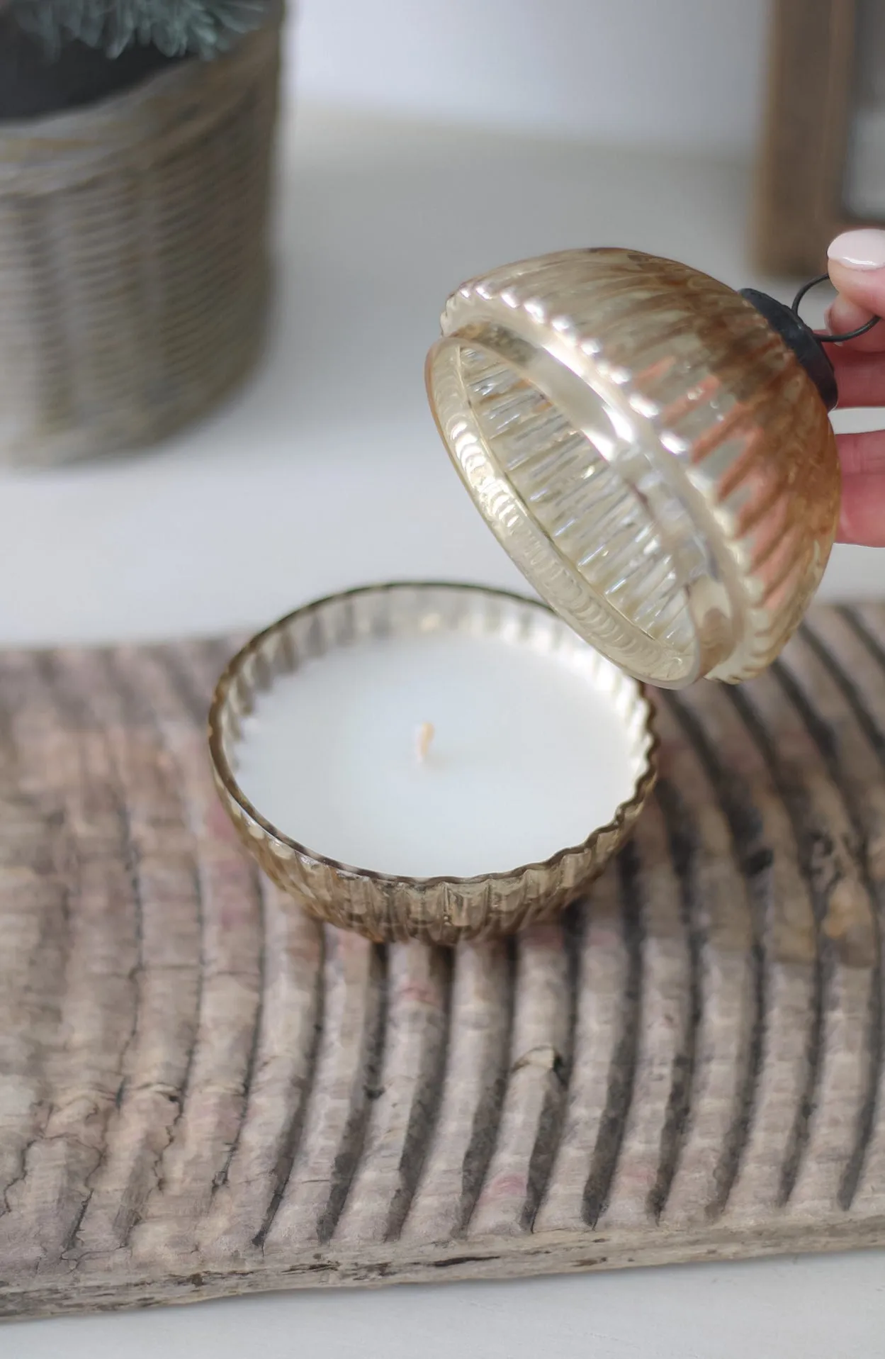 Balsam and Cedar Glass Jar Bauble Candle