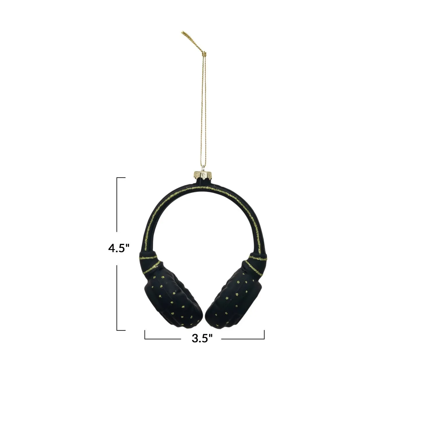 Black Glass Headphones Ornament