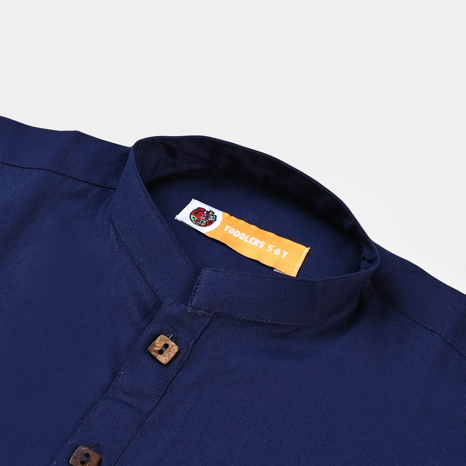 Boys Cotton Basic Kurta - Navy Blue