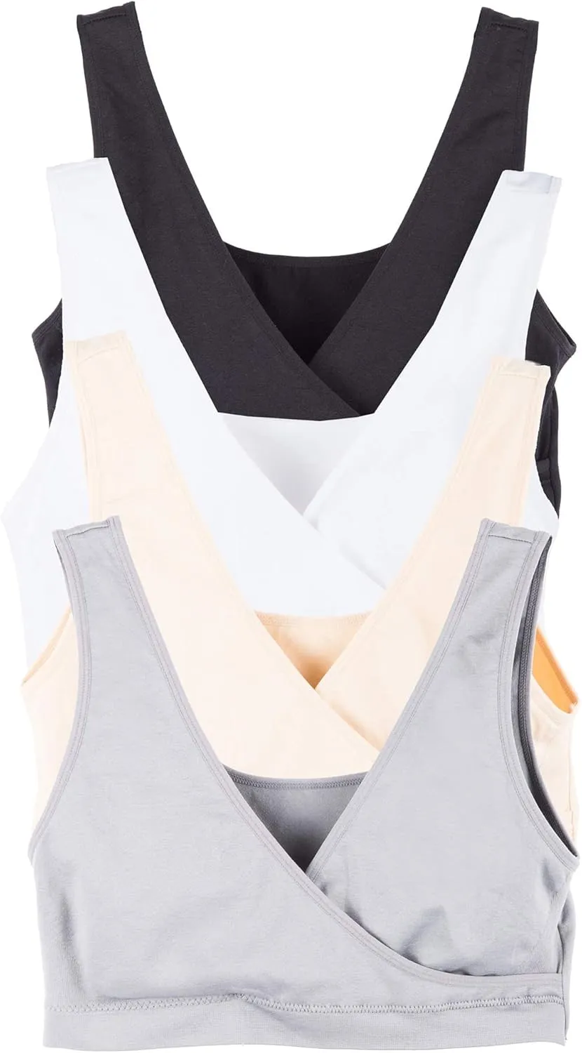Caramel Cantina 4 Pack Nursing Maternity Womens Sleep Comfort Bralette Bra