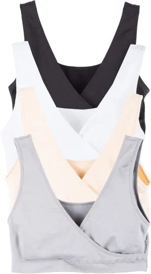 Caramel Cantina 4 Pack Nursing Maternity Womens Sleep Comfort Bralette Bra