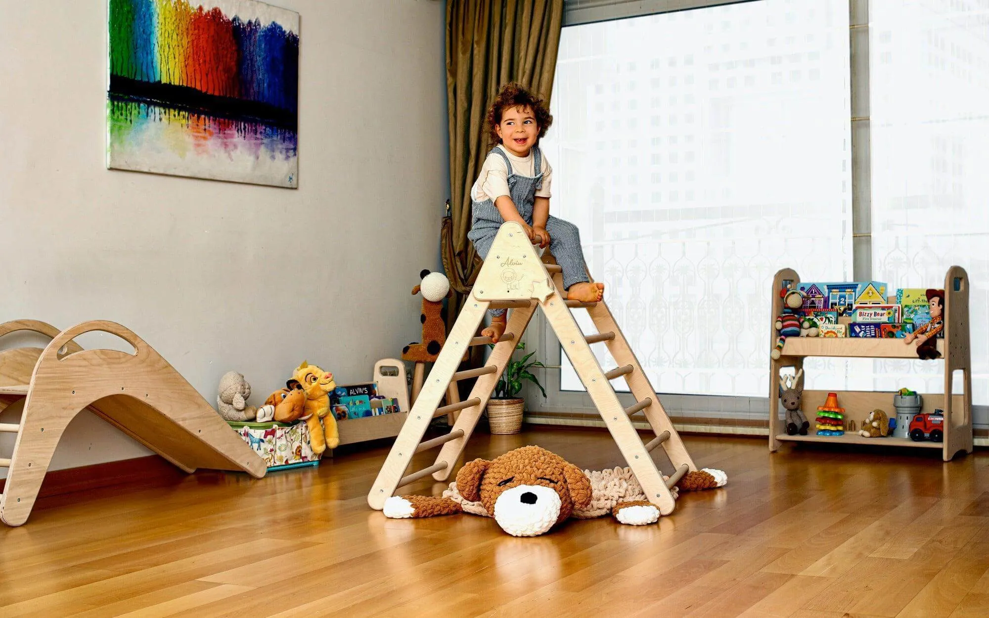 Climbing Triangle with Christmas Tent Cover, Mat, Ramp | Foldable Montessori Play Set