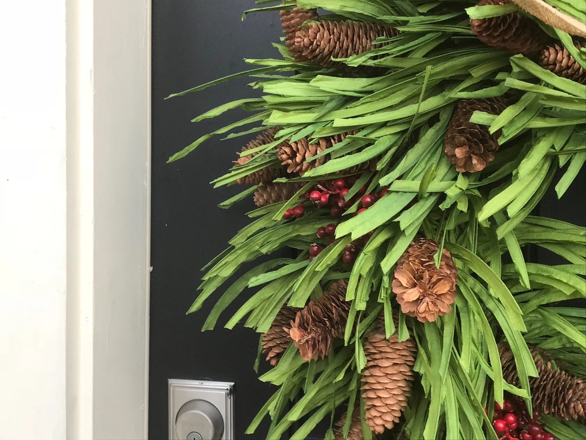 Country Christmas Wreath with Red Berries and Pinecones