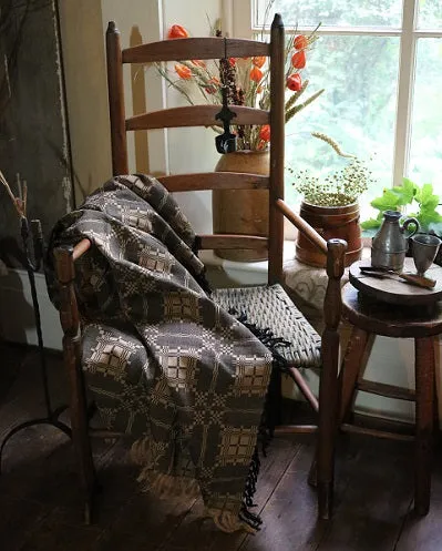 Cozy Reversible Coverlet Detailed Pattern Soft Mustard and Black