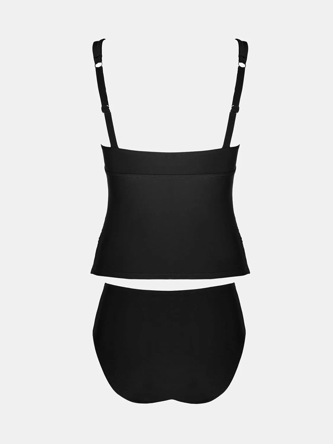 CUPSHE Women's Tankini Sets Surplice V Neck Two Piece Bathing Suits Adjustable Straps Shirred Mid Rise Swimwear