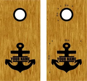 Custom Text Nautical Anchor Cornhole Board Vinyl Decal Sticker