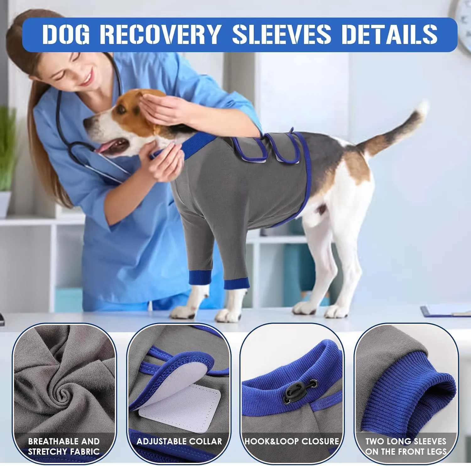 Dog Recovery Sleeves for Front Legs - Prevent Licking, Breathable, Grey L Size