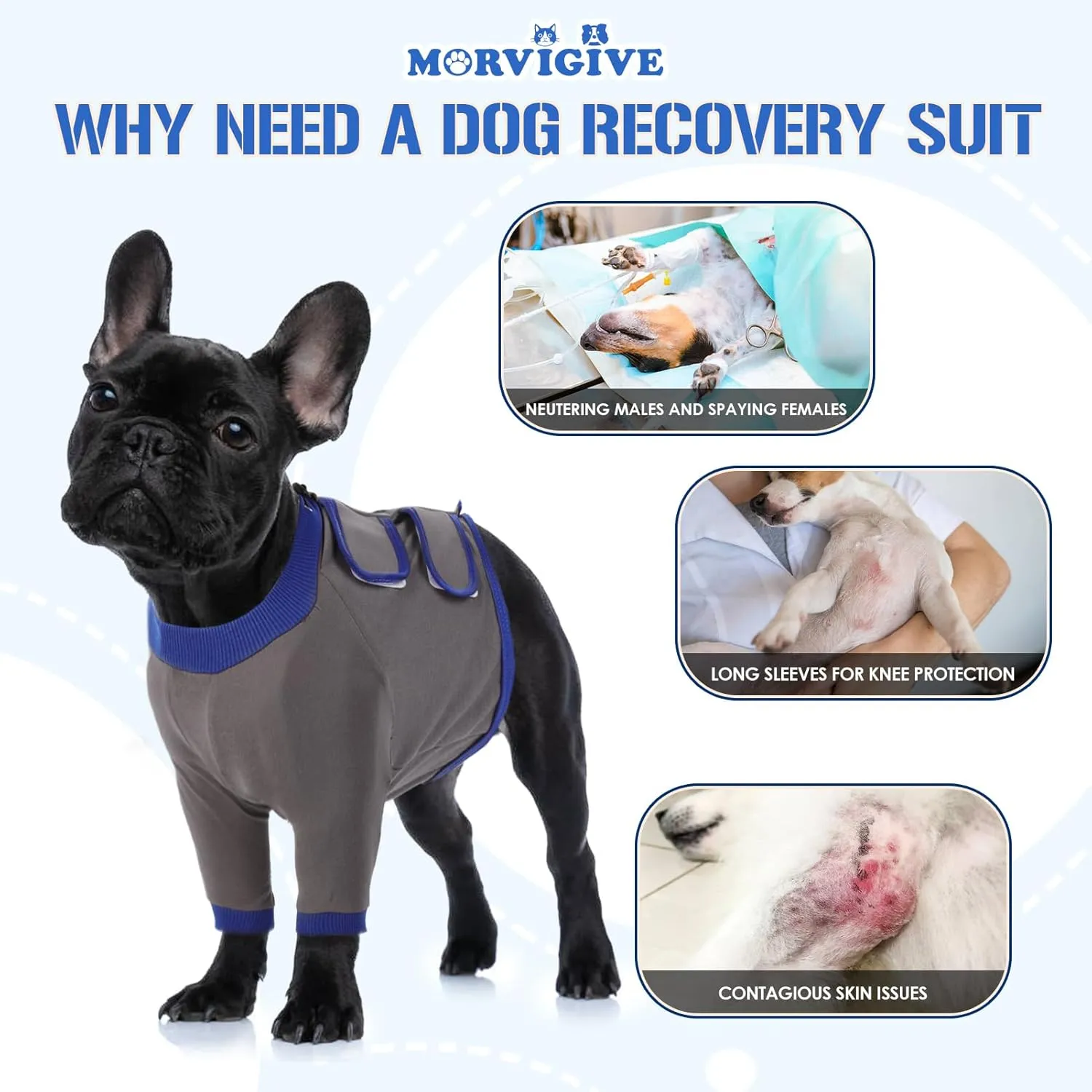 Dog Recovery Sleeves for Front Legs - Prevent Licking, Breathable, Grey L Size
