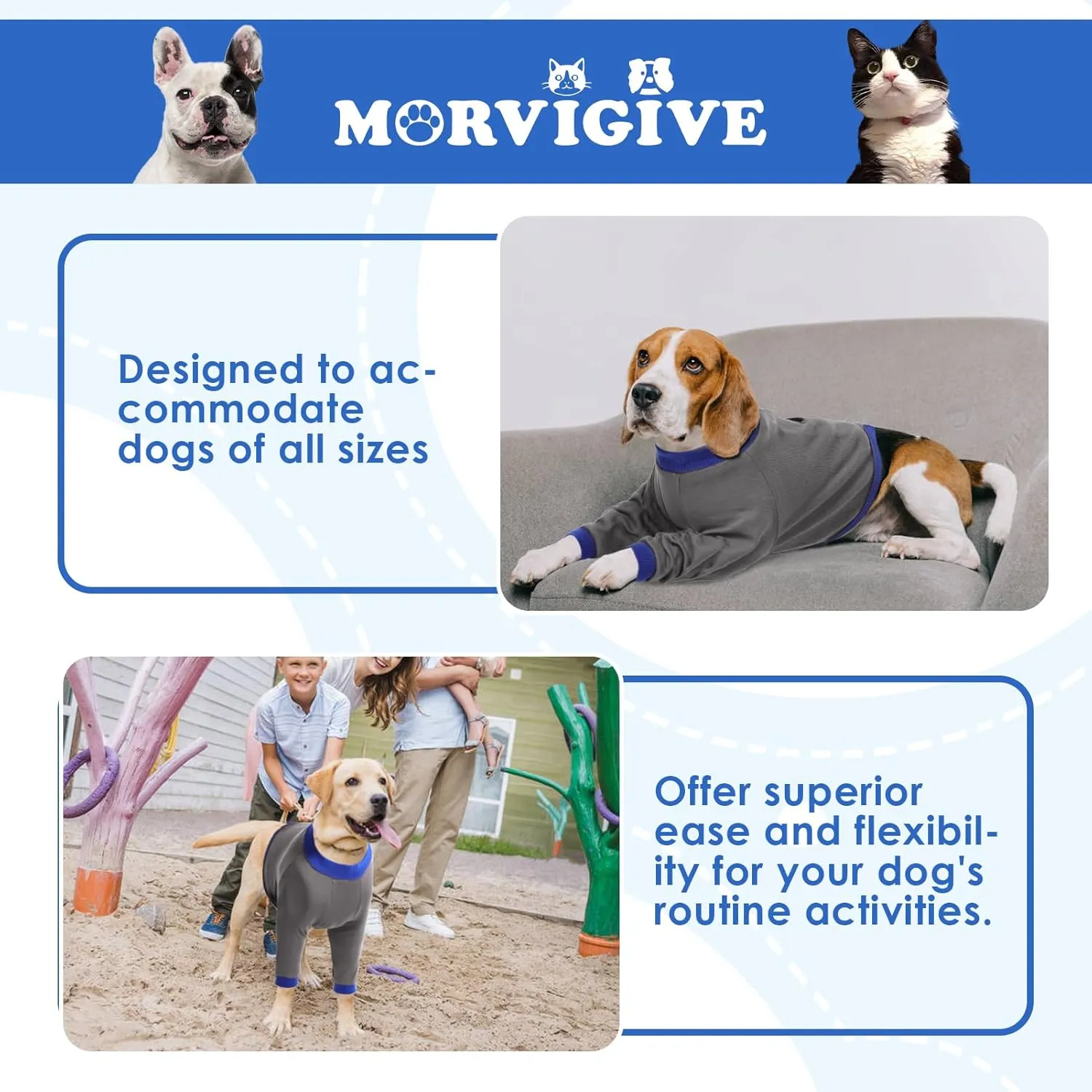 Dog Recovery Sleeves for Front Legs - Prevent Licking, Breathable, Grey L Size