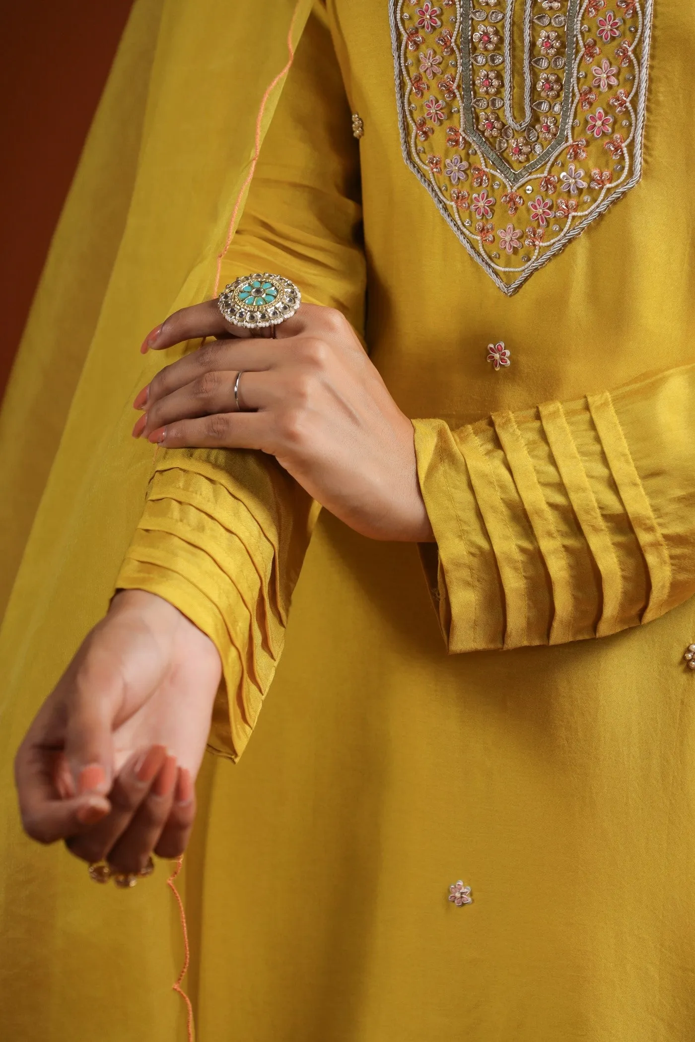 Festive Yellow Embellished Pant Set