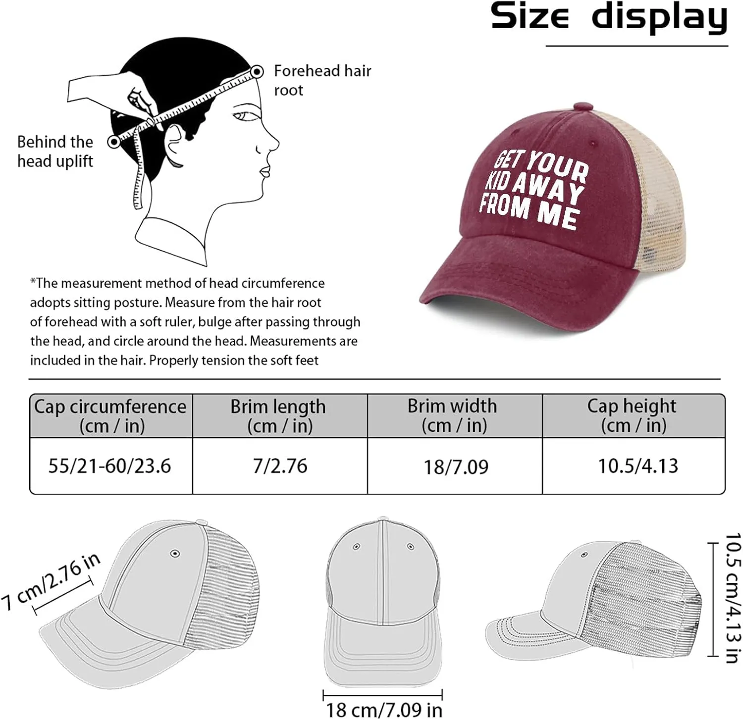 GET Your Kid AWAYS from ME Trucker Hat Men Vintage Mesh Cap for Summer