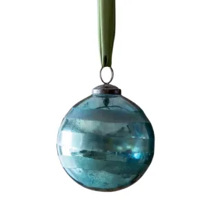 Grated Turquoise Glass Ball Ornament