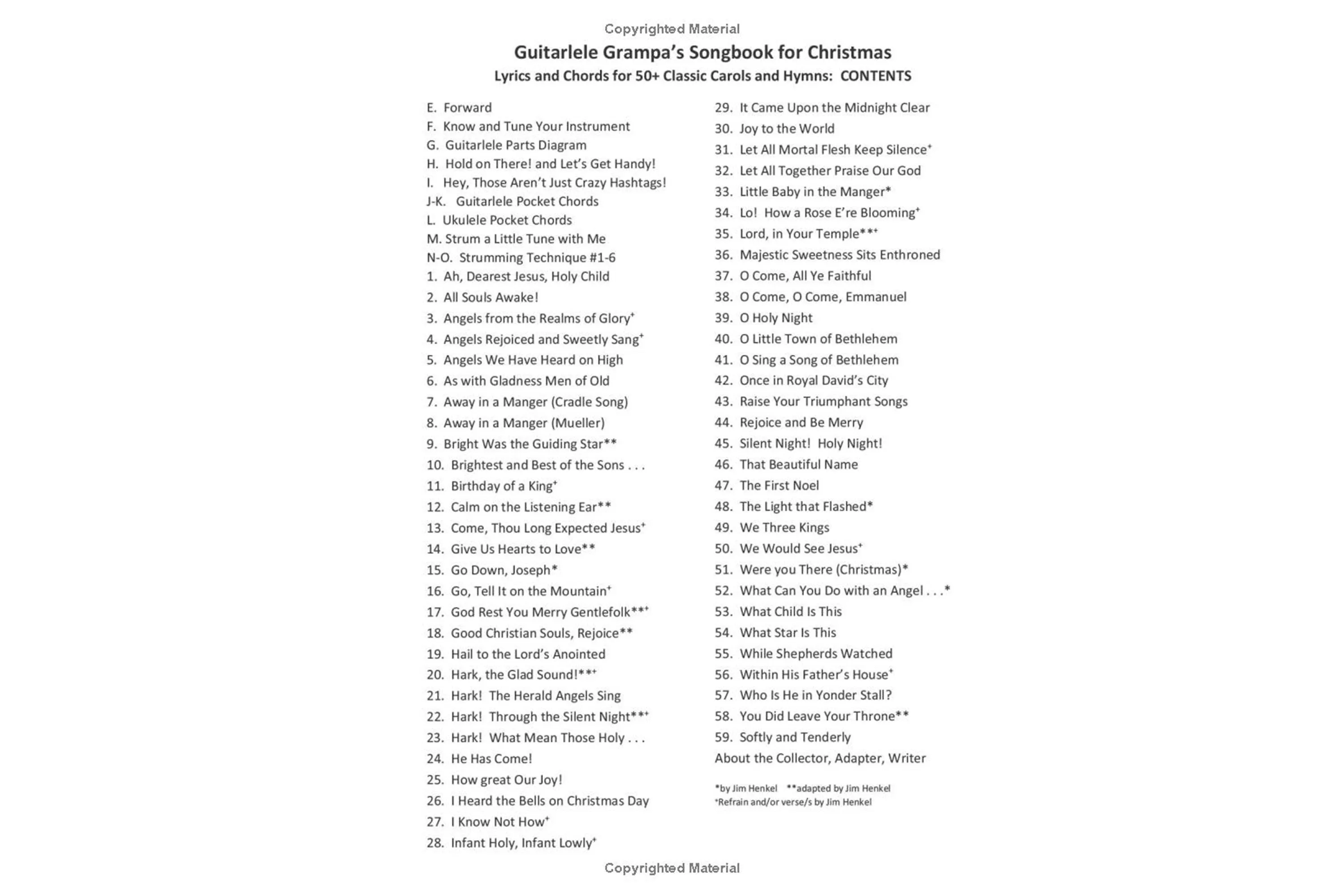 Guitarlele Grampa's Songbook for Christmas: Lyrics and Chords for 50  Classic Carols and Hymns