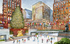 Ice Skaters at Rockefeller Center (249 Piece Wooden Christmas Puzzle)
