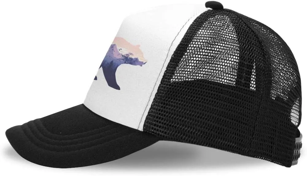 KKMKSHHG Bear Mountain Youth Adjustable Mesh Hats Baseball Trucker Cap for Boys and Girls