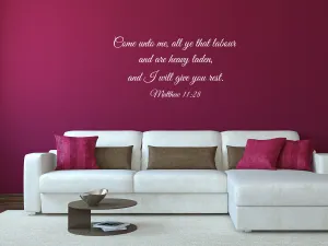 Matthew 11:28 - Bedroom Scripture Decal