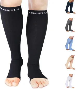 NEWZILL Compression Socks for Women & Men Circulation 20 mmHg, Graduated Open Toe, Cotton Compression Socks for Nurses