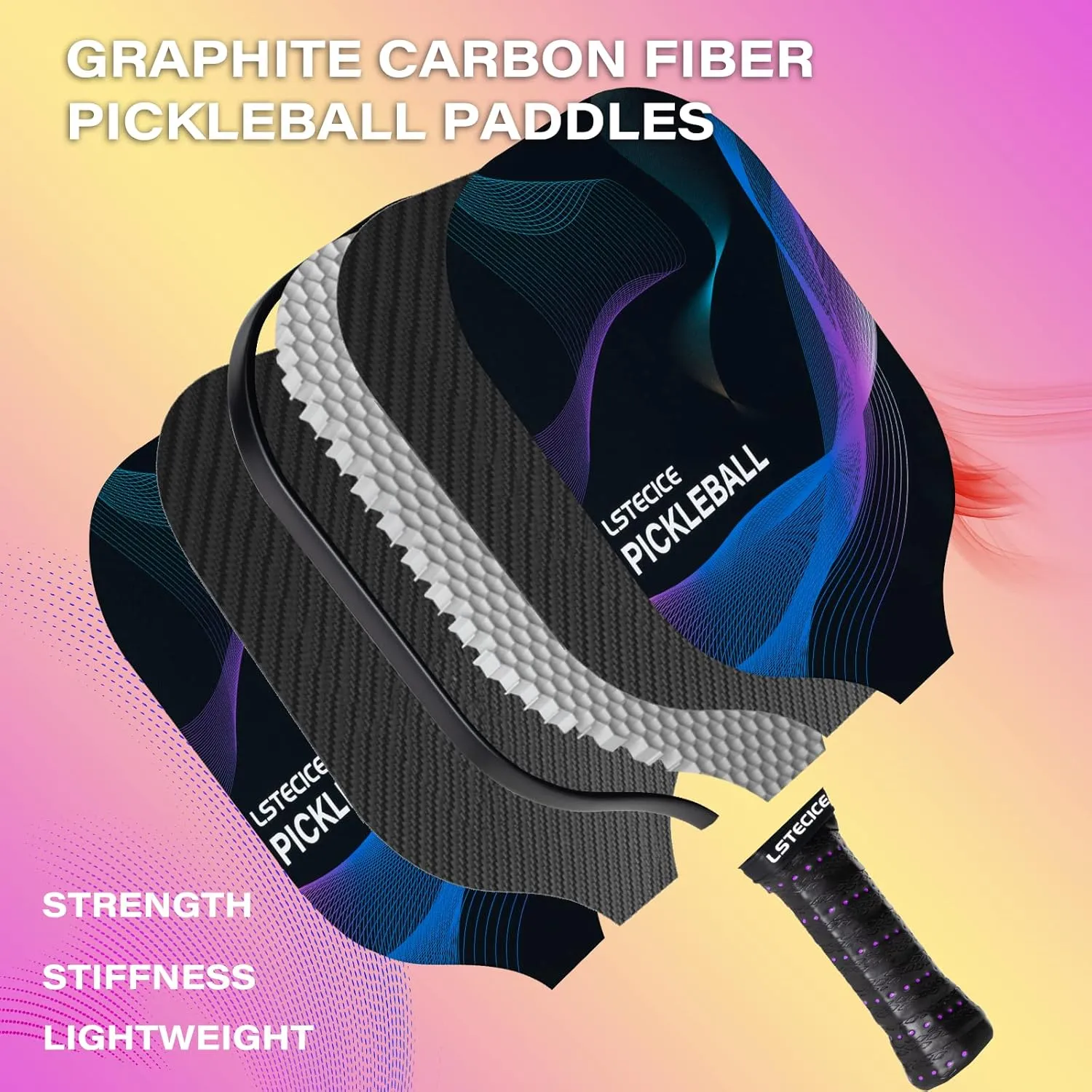 Pickleball Paddles, Fiberglass Surface Pickleball Set with Pickleball Rackets, USAPA Standard Pickle Ball Paddles Set of 4 with 4 Pickelball Balls and 1 Bag, Pickle Ball Paddle Set for Men Women