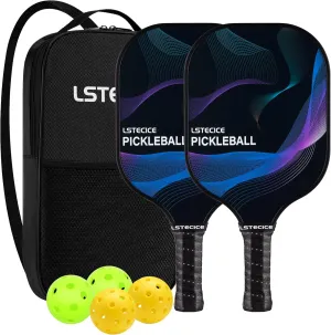 Pickleball Paddles, Fiberglass Surface Pickleball Set with Pickleball Rackets, USAPA Standard Pickle Ball Paddles Set of 4 with 4 Pickelball Balls and 1 Bag, Pickle Ball Paddle Set for Men Women