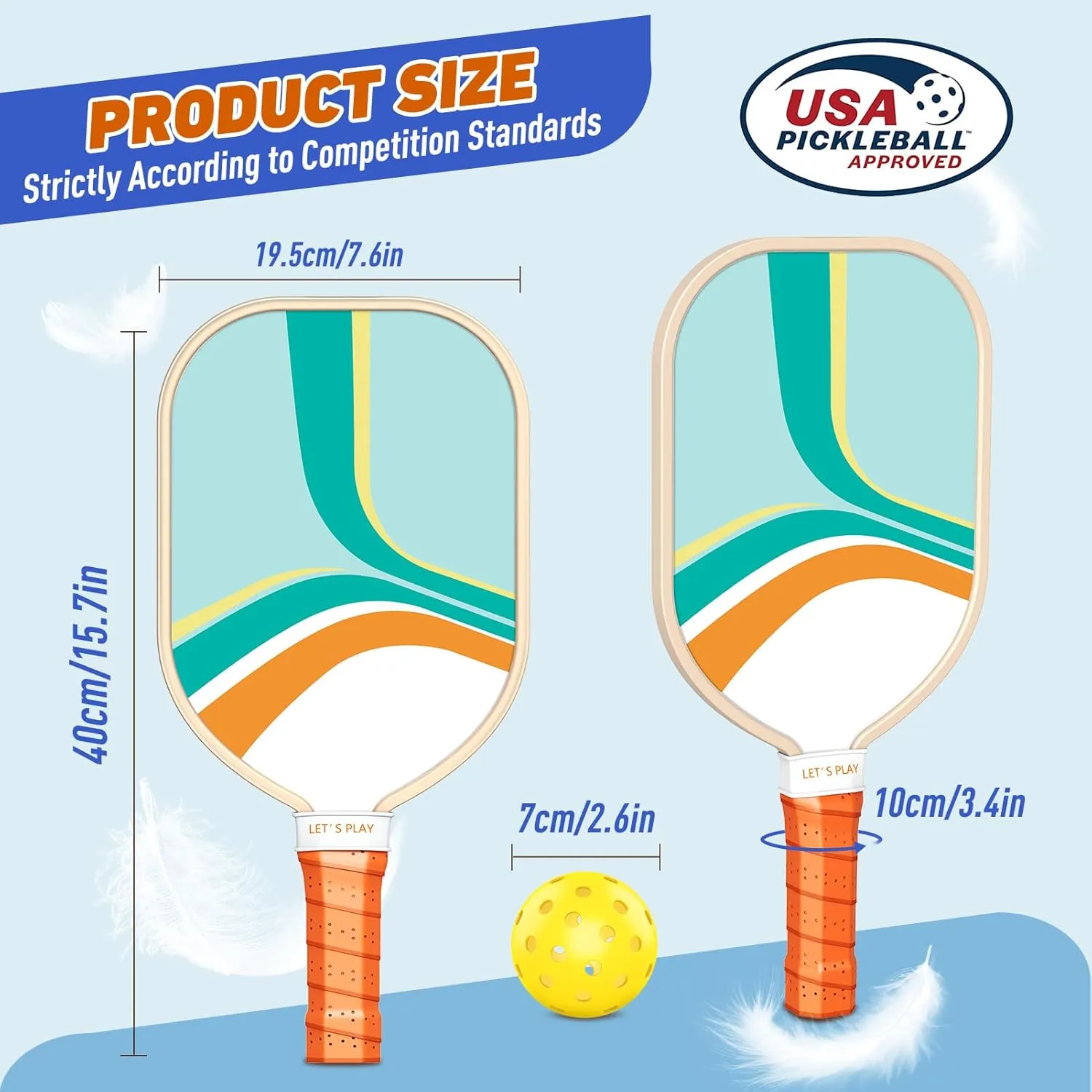 Pickleball Paddles Set of 4, Premium Wood with 4 Indoor & Outdoor Pickleball Balls and 1 Carry Bag, Pickleball Rackets with Ergonomic Cushion Grip for Beginner & Professional Gifts for Women Men Youth