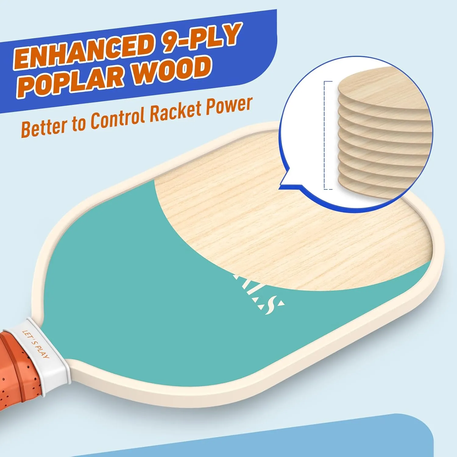 Pickleball Paddles Set of 4, Premium Wood with 4 Indoor & Outdoor Pickleball Balls and 1 Carry Bag, Pickleball Rackets with Ergonomic Cushion Grip for Beginner & Professional Gifts for Women Men Youth