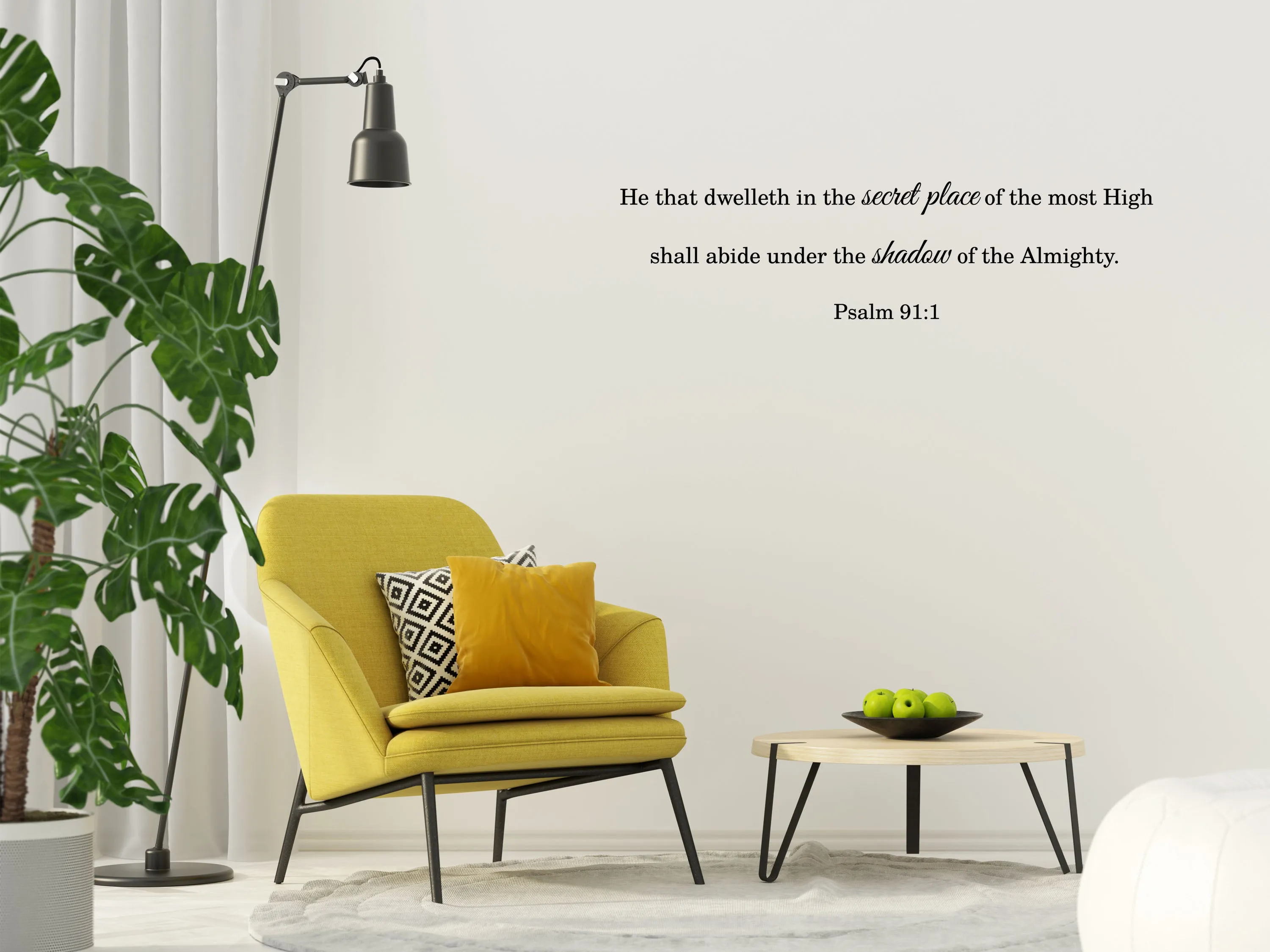 Psalm 91:1 - Scripture Wall Decals - Bible Sticker Wall Quote For Bedroom - Living Room Wall Décor