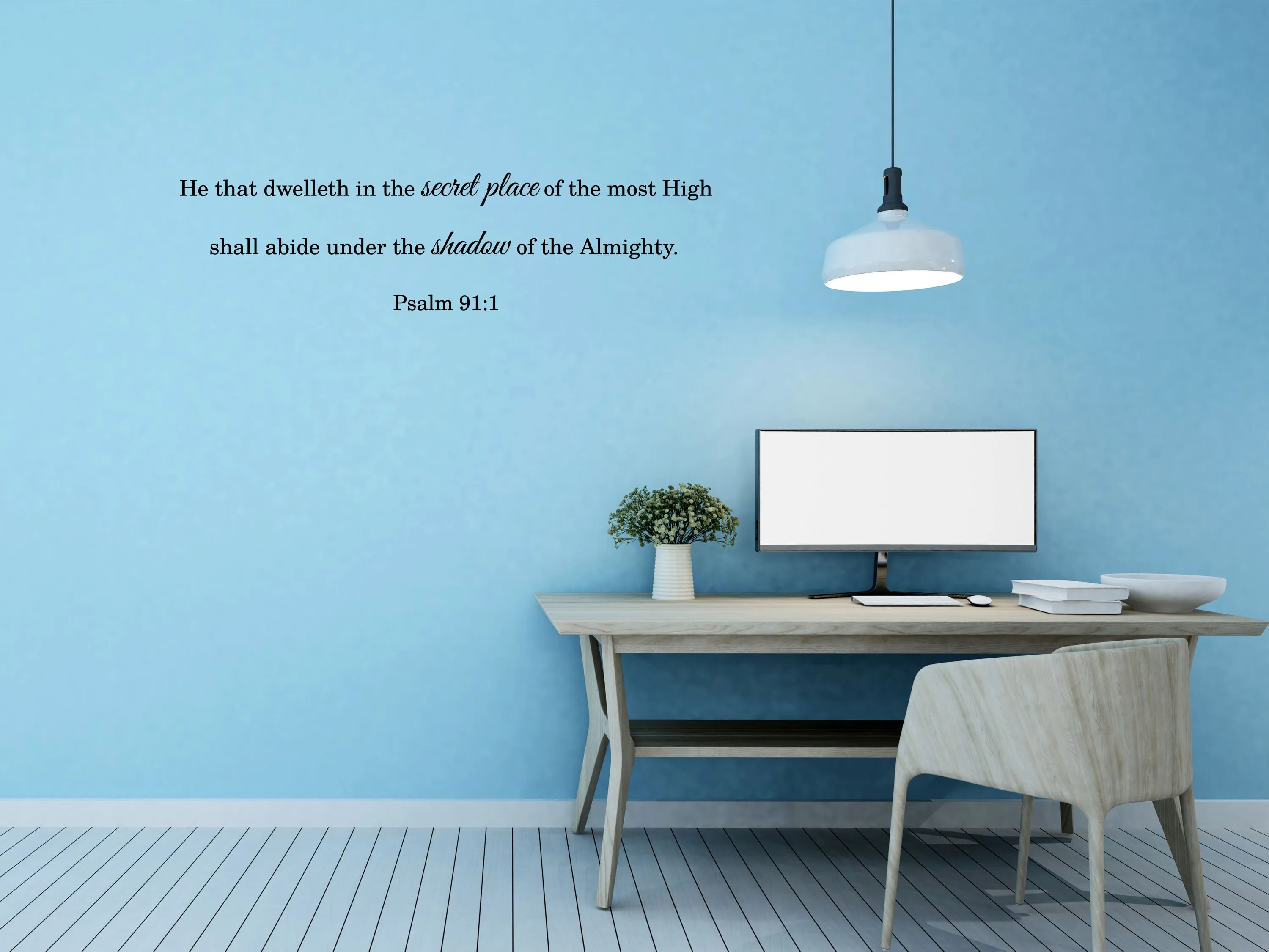 Psalm 91:1 - Scripture Wall Decals - Bible Sticker Wall Quote For Bedroom - Living Room Wall Décor