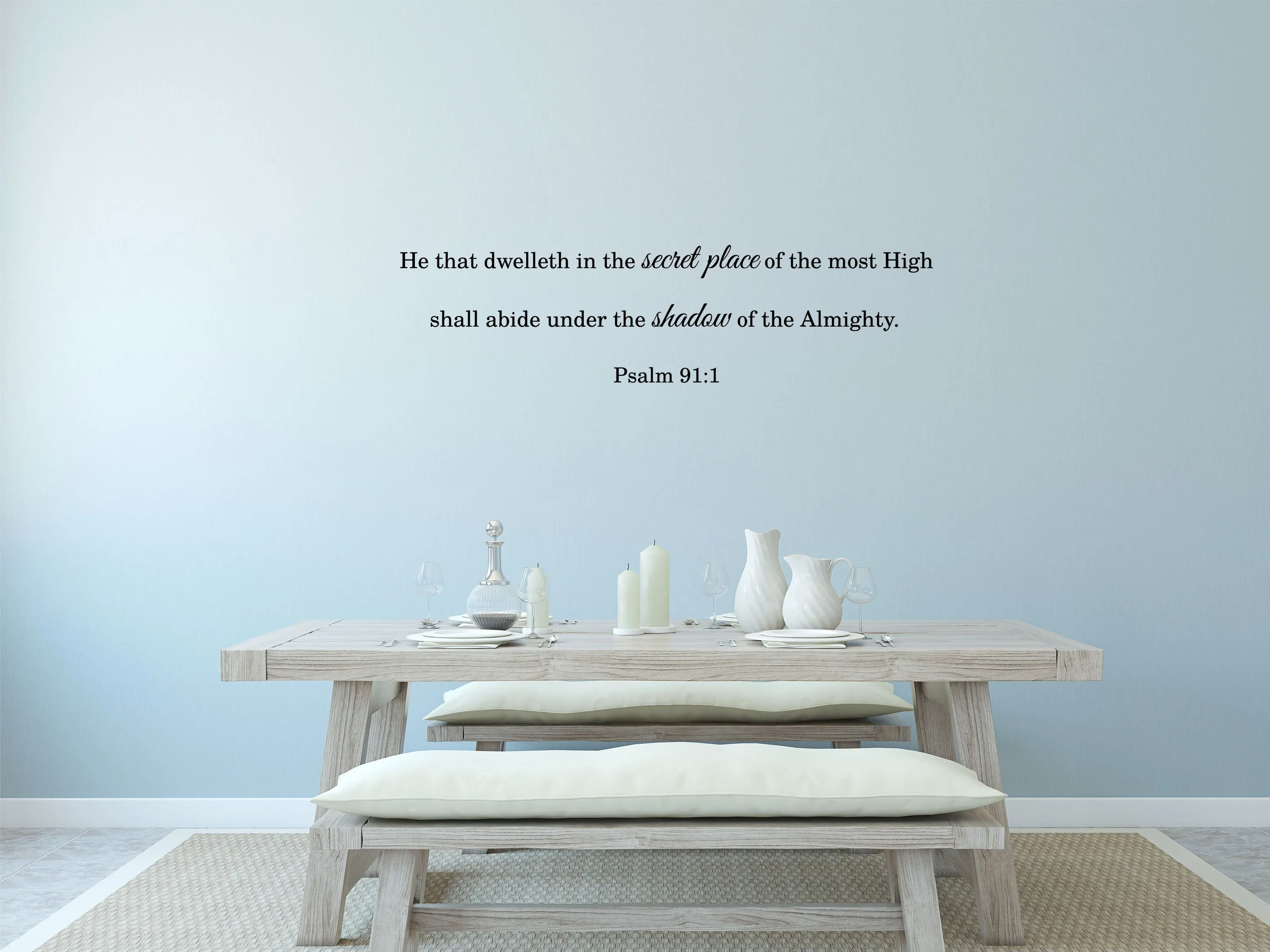 Psalm 91:1 - Scripture Wall Decals - Bible Sticker Wall Quote For Bedroom - Living Room Wall Décor