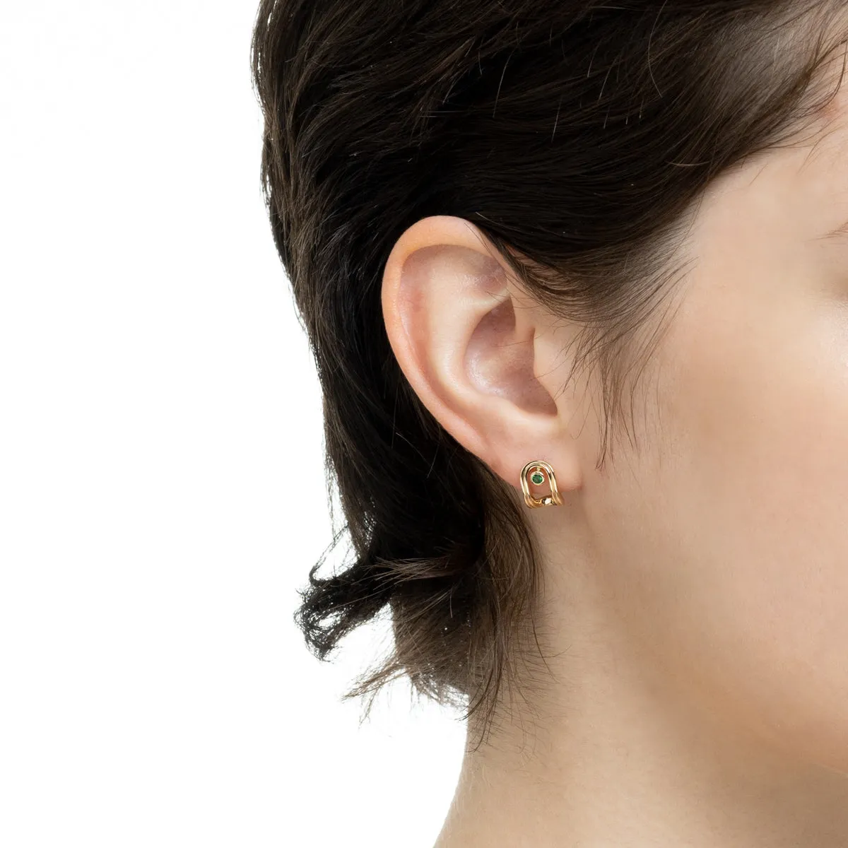 "Beluga" Oblong Green Garnet Earring