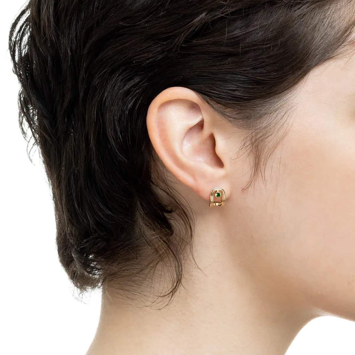 "Beluga" Oblong Green Garnet Earring
