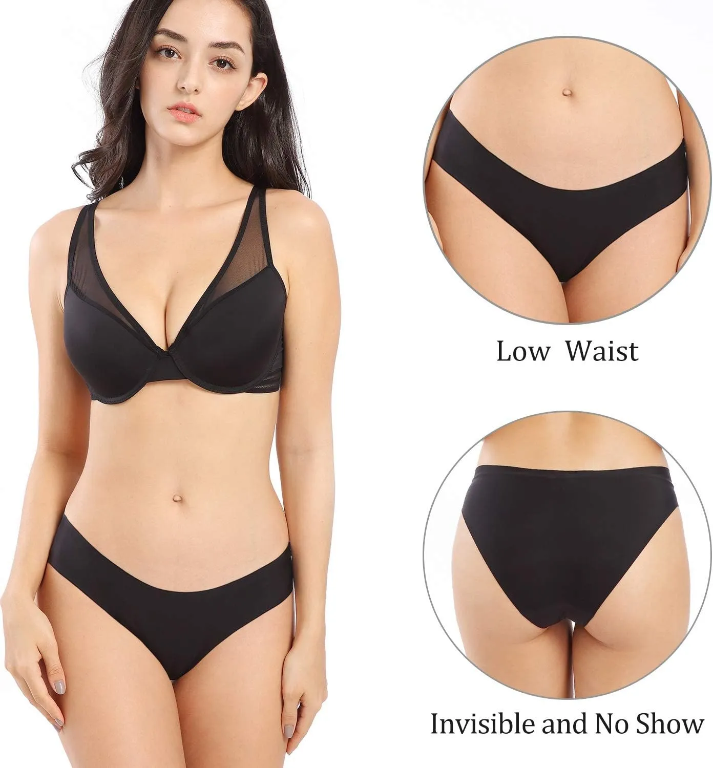 SHARICCA Women Seamless Cheeky Bikini No Show Panties Ladies Invisible Breathable Briefs Soft Stretch Underwear Multi Pack