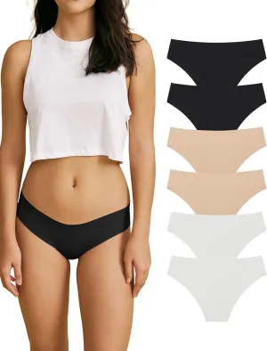 SHARICCA Women Seamless Cheeky Bikini No Show Panties Ladies Invisible Breathable Briefs Soft Stretch Underwear Multi Pack
