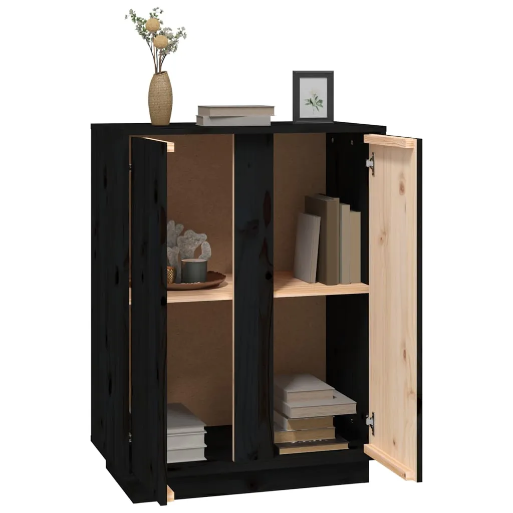 Sideboard Black 60x35x80 cm Solid Wood Pine