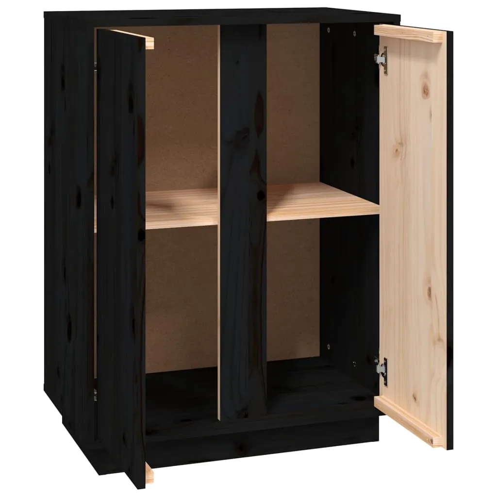 Sideboard Black 60x35x80 cm Solid Wood Pine