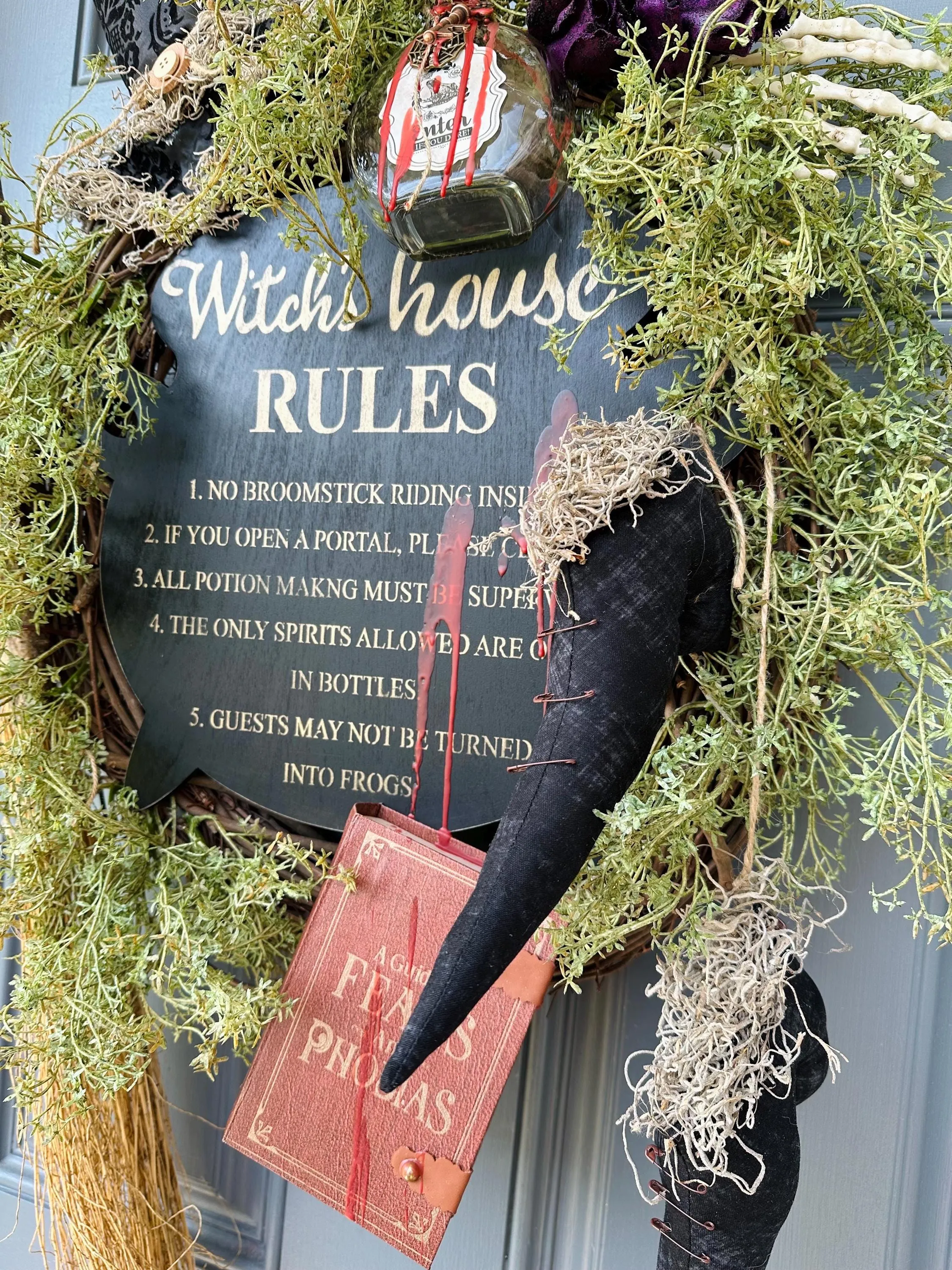Spooky Halloween Wreath Witch's Rules Wreath