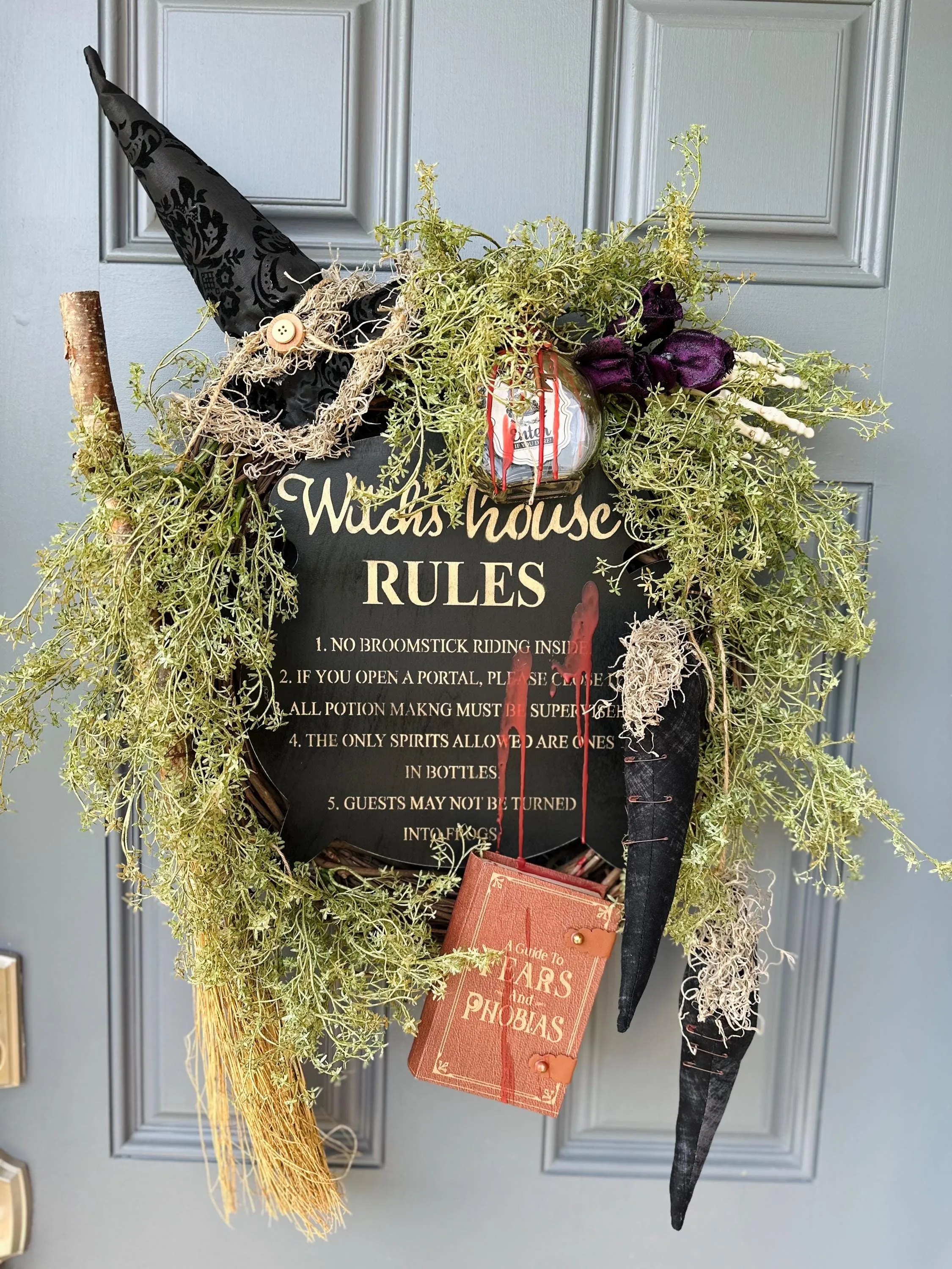 Spooky Halloween Wreath Witch's Rules Wreath