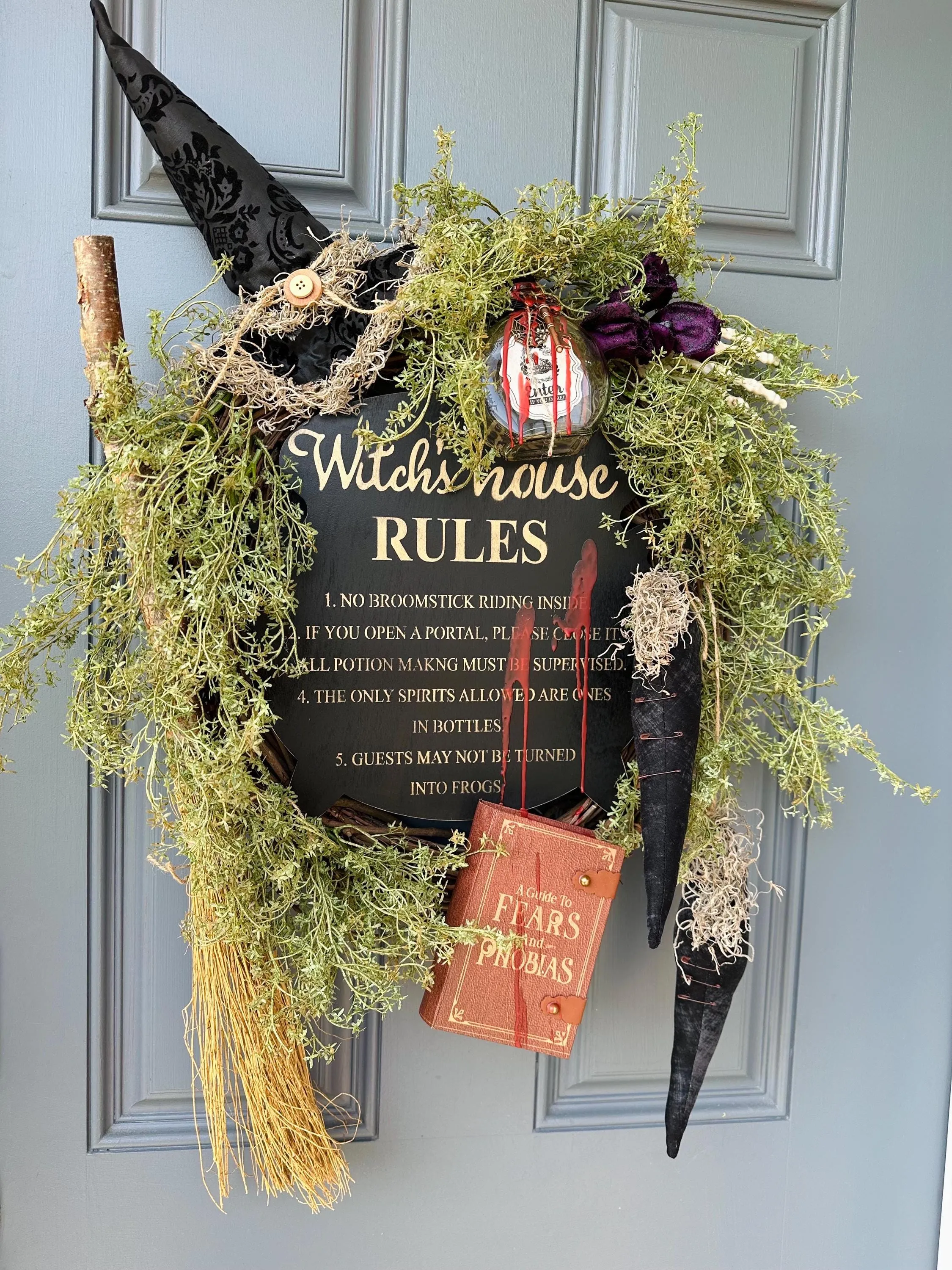 Spooky Halloween Wreath Witch's Rules Wreath