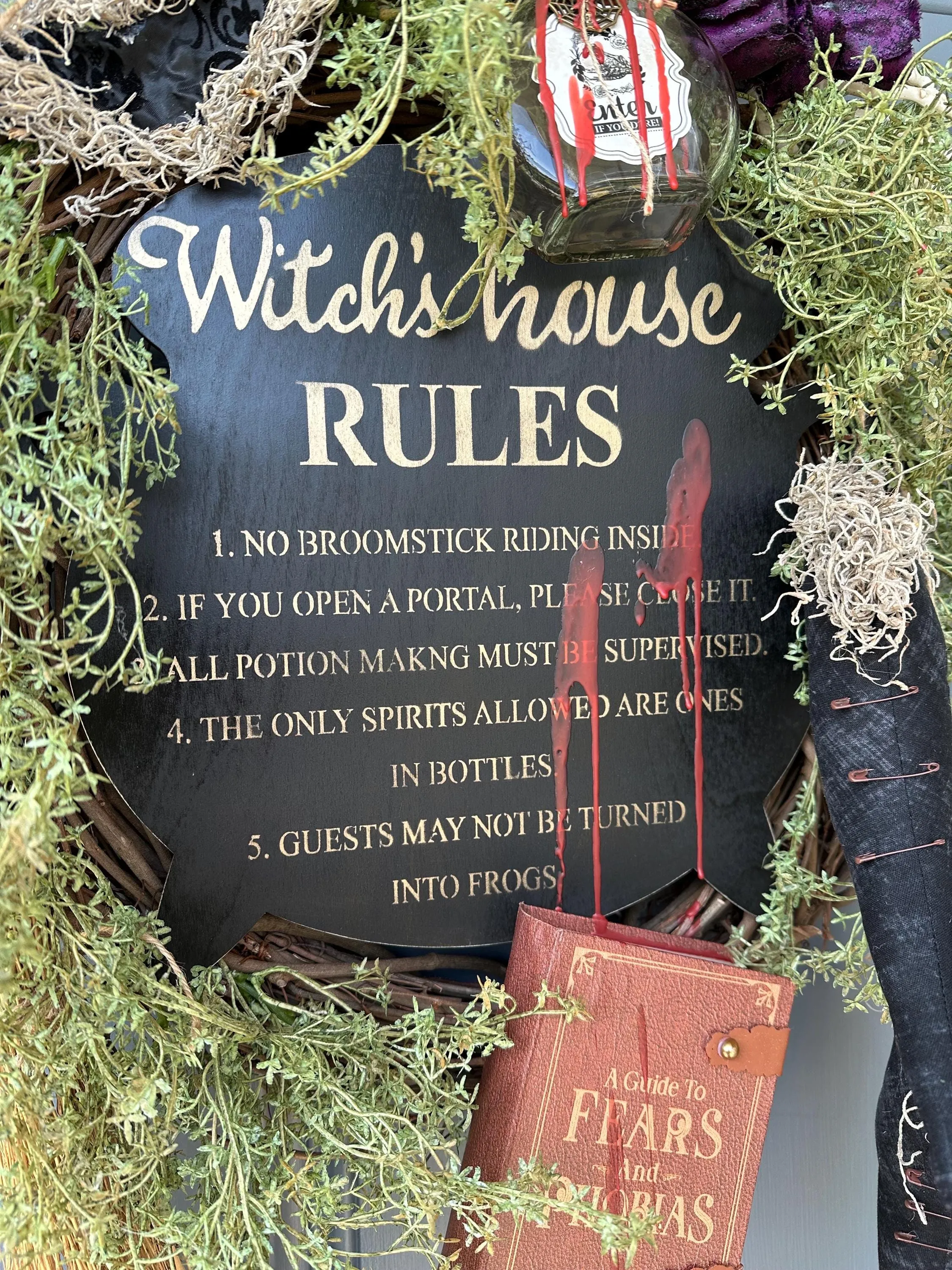 Spooky Halloween Wreath Witch's Rules Wreath